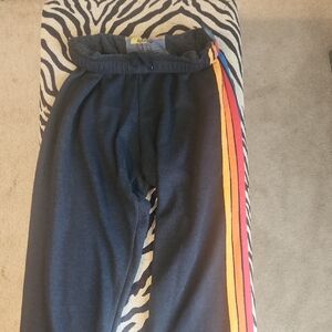 Aviator Nation Charcoal Joggers with Colorful Stripes
